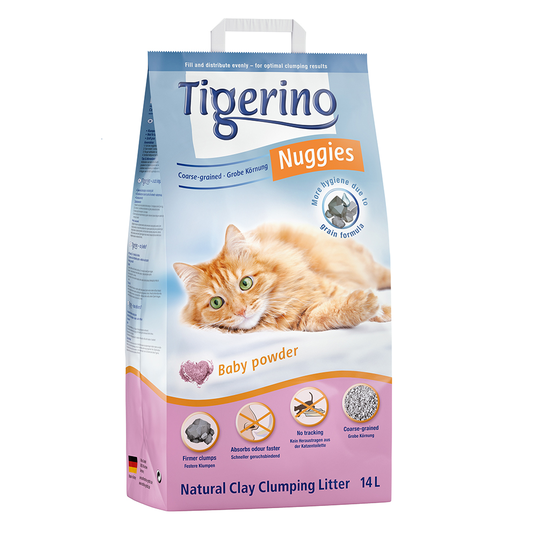 Tigerino Nuggies (Classic)/XL Grain Cat Litter - Babypowder Scented - 14l