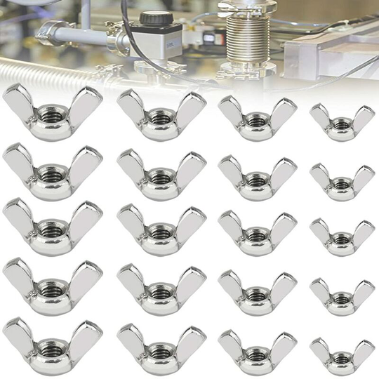 Aougo - 60 Pcs Wing Nuts, M4 M5 M6 M8 Wing Nut Zinc Plated Butterfly Wing Nuts Screws Hand Tighten Ear Wing Nut Fasteners Wing Nuts Assortment Kit