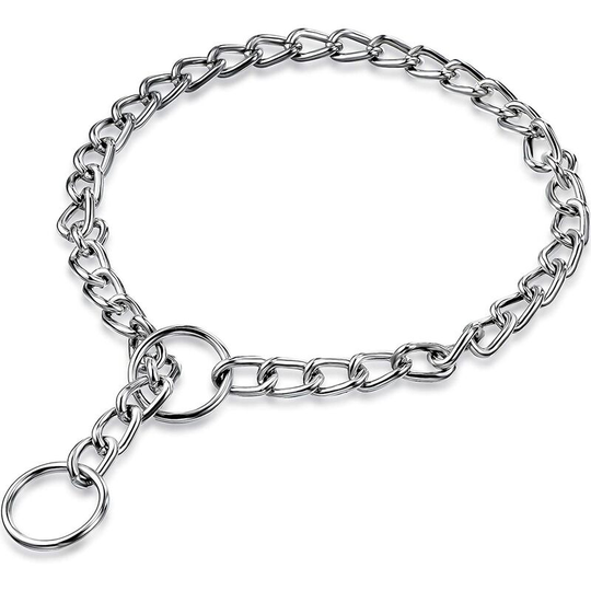 Metal Dog Collar Dog Chain Collar Steel Dog Choker Collar Anti-Slip Collar Choker Walking Training for Pets 3mm x 55cm