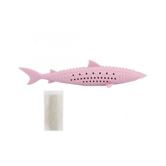 Silicone Cat Chew Toys Pet Catnip Molar Teeth Cleaning Simulation Fish Shape Training Interactive Toy For Cat Wagging Supplies - Pink