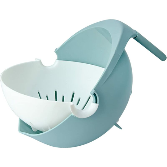 Devenirriche - Plastic Colander Thickened Plastic Double Layer Rice Drain Basket Multifunction Rotary Drainage Drain Basket Kitchen Colander 2 in 1