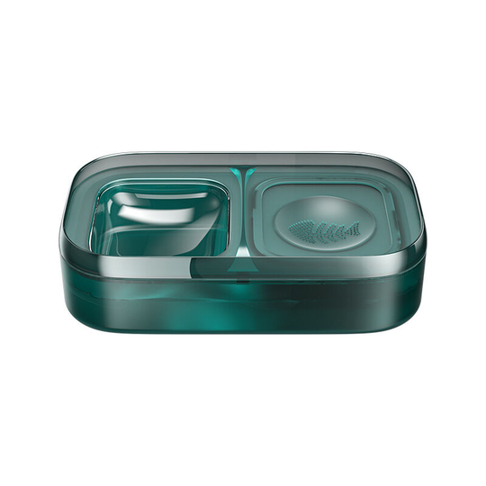 Cats food bowls, dog food bowl, double food bowl, non-slip water bowl and food bowl, for cats and dogs , Semi-transparent dark green