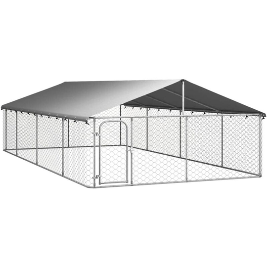 Outdoor Dog Kennel with Roof 600x300x150 cm Vidaxl Silver