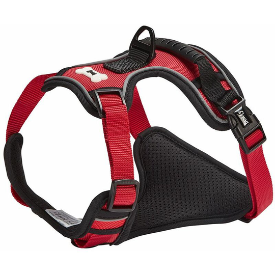 Soft Padded Comfortable Fabric Dog Puppy Pet Adjustable Outdoor Harness - Red - Small - Bunty