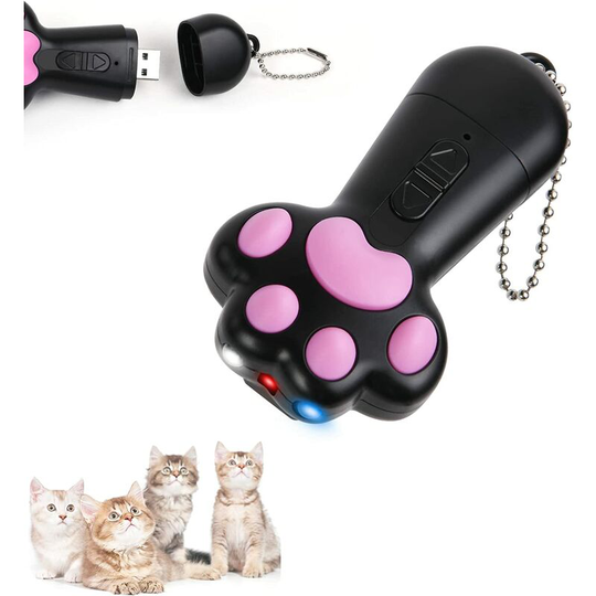 Cat Pointer, Interactive led Cat Toy 5 in 1 Adjustable Pattern, usb Rechargeable Red led Light Up Toy for Cat Dog Training Tool