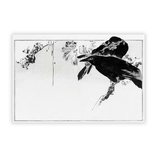 'Perched Japanese Crows' by Watanabe Seitei - Unframed Painting Print on Paper