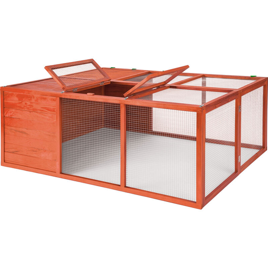 Tectake - Rabbit run with covered section - brown - brown