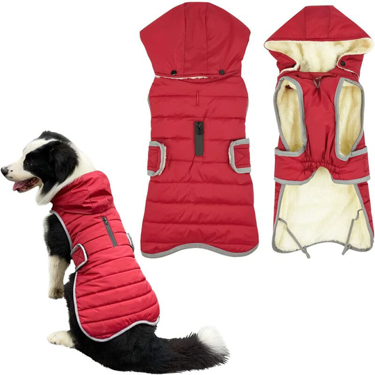Perle Rare - Dog Coat Warm Jacket, Reflective Pet Fleece Vest Hoodies Waterproof Outdoor Sport for Dogs Riders Jackets with Harness,2XL