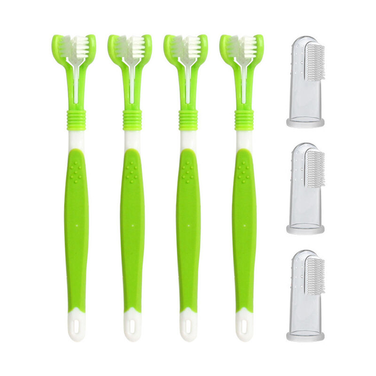 Dog Toothbrush Set Double Sided Professional Dog and Cat Grooming Toothbrush for Large and Small Teeth (7-Piece Set)