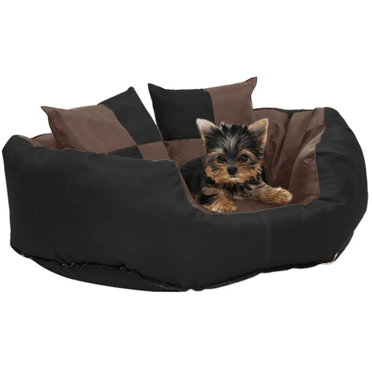 Reversible & Washable Dog Cushion Black and Brown 65x50x20 cm