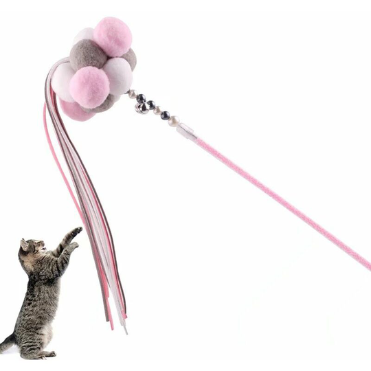 Betterlifegb - Pet Toy Toy For Cat Funny Tale Cat Stick Cat Stick Toy For Cat Gland Bell Funny Plume Stick Large Cat Stick (Light Gray Powder