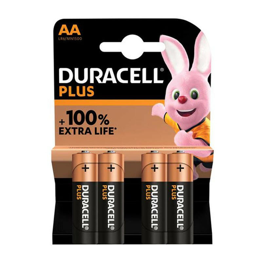 DURAA100PP4 aa Cell Plus Power 100% Batteries (Pack 4) - Duracell