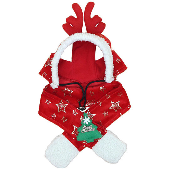 Lifcausal - Pet Christmas Costume Autumn and Winter Pet Christmas Antler Reindeer Detachable Cap Scarf Set Christmas Costume for Christmas Festival