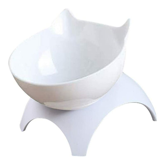 Perle Rare - Cat Elevated Bowl with Raised Stand, 15 Degree Tilted Design Neck Guard Stand Raised Pet Food Water Feeder Bowl for Cats or Small Dogs
