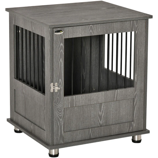 Dog Crate Kennel Cage for Small Dog, Indoor End Table, Grey - Grey - Pawhut