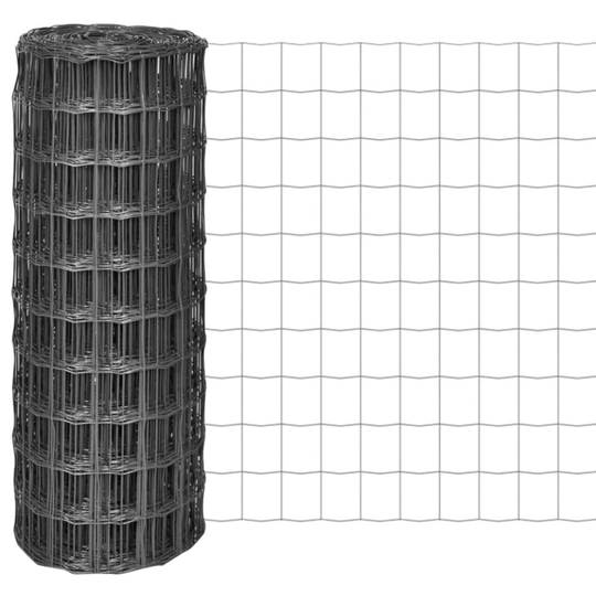vidaXL Euro Fence 25x1 m with 100x100 mm Mesh Steel Grey