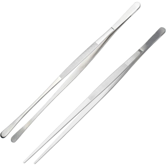 2 pieces kitchen tongs, stainless steel kitchen tongs, barbecue tongs, precision kitchen tongs, kitchen tweezers, barbecue tongs for cooking, kitchen