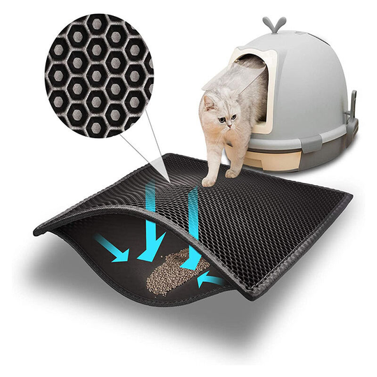 Heguyey - Cat Litter Box Cat Litter Box Waterproof Non-Toxic eva Double-Layer Honeycomb Design (50 x 40cm, Black)