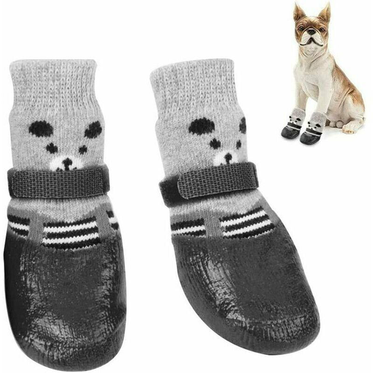 Monly - Paw Protectors, Waterproof Dog Shoes, Protective Dog Boots, Adjustable Non-Slip Black Cotton Pet Dog Socks for Small and Medium Dogs (m) 4