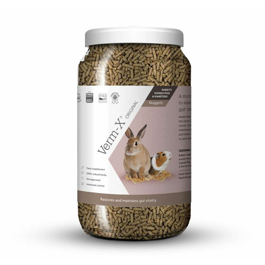 Verm-x - Herbal Nuggets For Rabbits, Guinea Pigs & Hamsters - 1.5 Kg Tub - r 1.5