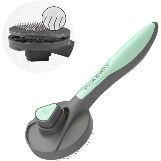 Cat Dog Grooming Brush, Kitten Slicker Brush, Pet Self Cleaning Shedding Brush Massage Combs for Cats and Dogs with Short, Medium & Long Hair(Green)