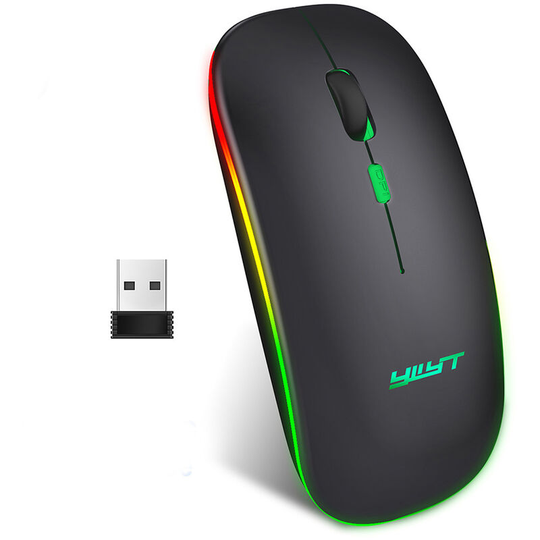 Ywyt - 2.4G Wireless Mouse Slim Rechargeable Mouse Quiet Operation 3 Adjustable dpi Levels Breathing Light, Black - Black