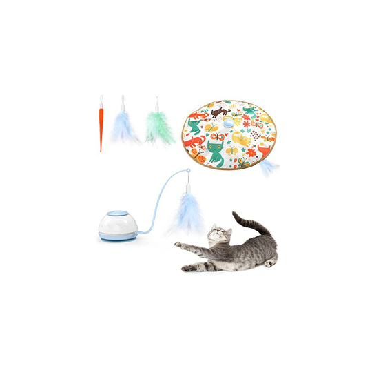 VavoPaw Interactive Cat Toys, 2-in-1 Cat Feather Toys, Adjustable Ambush Feather Kitten Toy for Indoor Playing, Automatic Electronic Kitten Toy f