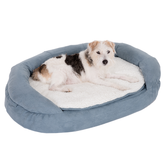Oval Memory Foam Dog Bed - Grey - 100 x 65 x 22 cm (L x W x H)