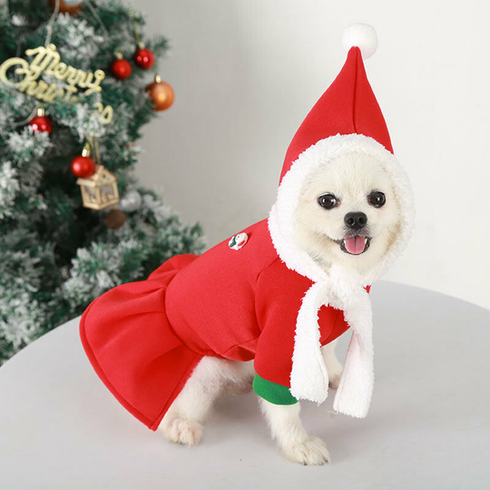 Christmas dog, cat supplies, pet clothes, warm velvet with hat, couple suit, autumn and winter, Teddy Fadou Bomei 40 * 30cm