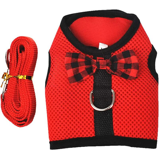 Small Pet Rabbit Guinea Pig Squirrel Breathable Mesh Leash Red Size S: Chest 20-23cm