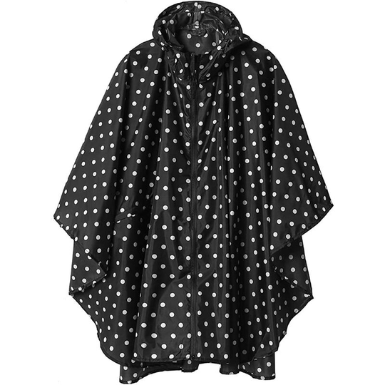 Kartokner - Rain Poncho Jacket Coat Hooded for Adults with Pockets, Free Size (Black Point)