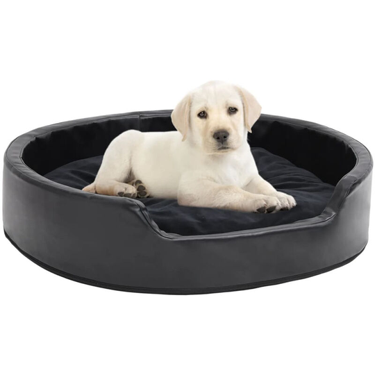 Dog Bed Black 79x70x19 cm Plush and Faux Leather