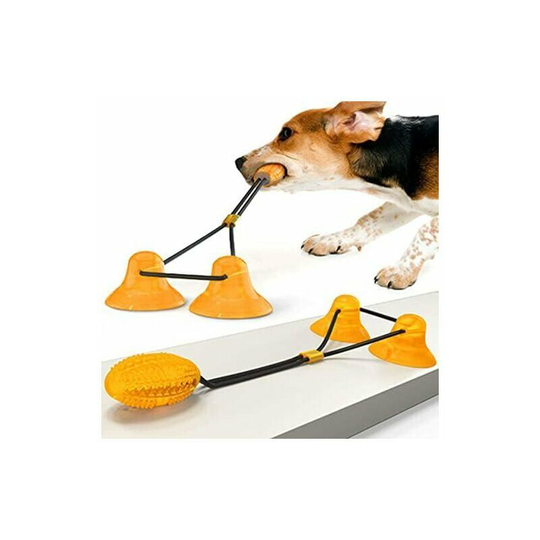 Dog Suction Cup Toy, Dog Chew Toys with Suction Cup, Pet Molar Bite Toy, Dog Rope Chew Toy, (Orange)