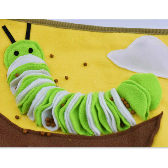 Caterpillar decompression puzzle artifact training smell toys Yellow size: 40*45 cm interactive feeding game to encourage natural foraging skills in