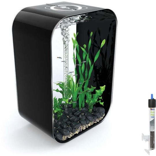 Biorb - life 60L Black Aquarium Fish Tank with Multi Colour led Lighting and Heater Pack