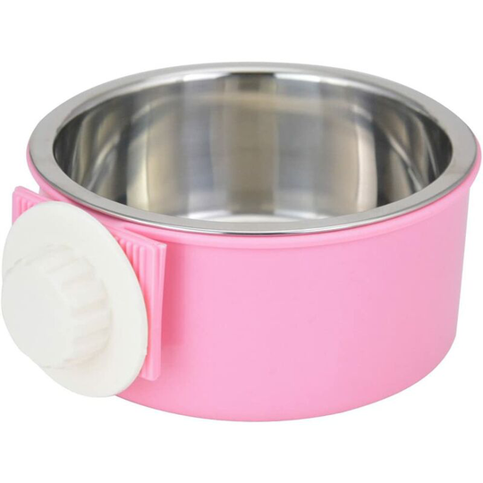Crate Dog Bowl, Removable Stainless Steel Water Food Feeder Bowls Cage Coop Cup for Cat Puppy Bird