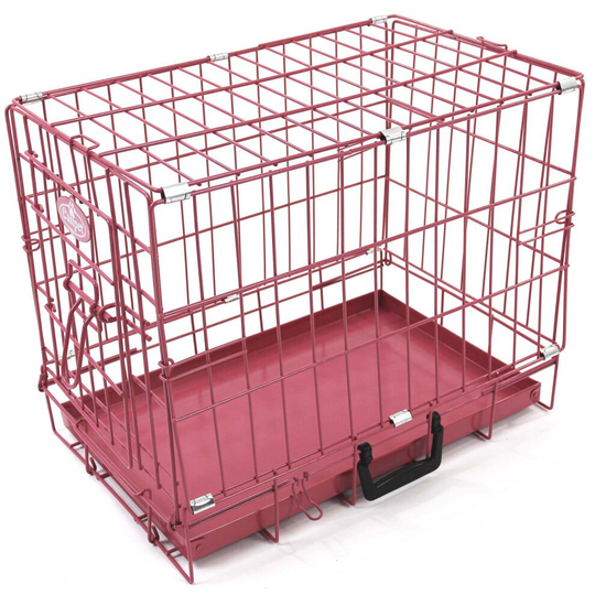 Dog Puppy Metal Training Cage in Pink 20in Easipet with one door 21983