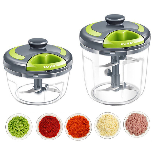 5 Second Manual Food Chopper, 900ml, Chop, Cut, Blend, Vegetables, Nuts, Onions, Stainless Steel Blades, Quick and Easy Cooking (Black)