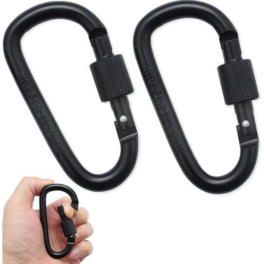 Gdrhvfd - Carabiner, Tactical Carabiner, Black Carabiner Keychain, Aluminum Carabiner With Screw Lock, Fishing, Camping, Hiking, Skiing, Cycling,