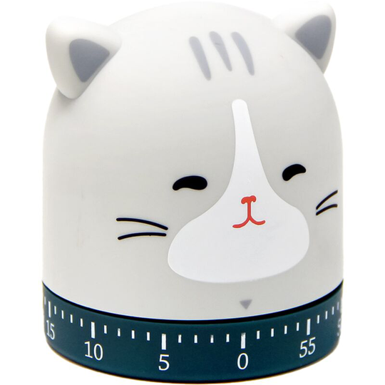 Pesce - Mechanical Kitchen Timer, Christmas Holiday 60-Minute Wind Up Dial 360° Rotating Kitten Countdown Egg Reminder shape3