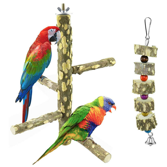 Toys Bird Toys, Zanthoxylum bungeanum Natural Wood Bird Cage, Parrot Hanging Toy, Wood Feet Perches, Swings, Ladders, Climbing Perch