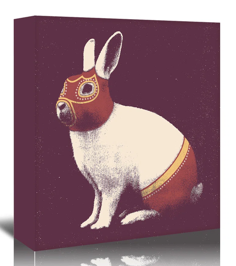 'Rabbit Wrestler' by Florent Bodart Graphic Art Wrapped on Canvas