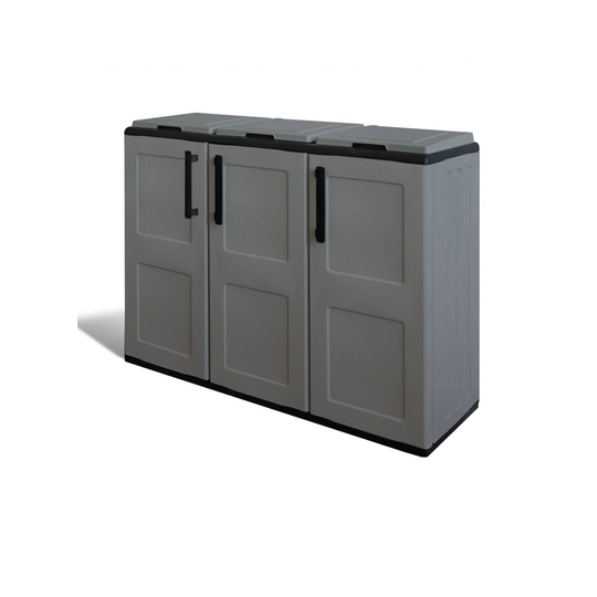 Indoor Or Outdoor Litter Cabinet, 3-Door 3-Door Sack Cabinet, 100% Made In Italy, 102X37h90 Cm, Gray Color