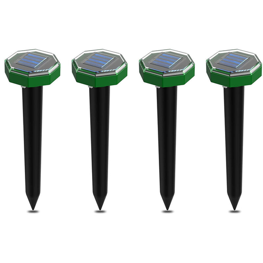 Solar Repellent Ultrasonic 4 Pack Outdoor Powered Sonic Deterrent for Garden Home Groundhog Rodent - star anise