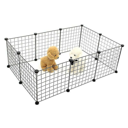Foldable Pet Playpen Iron Fence Puppy Kennel House Exercise Training Puppy Kitten Space Dogs Supplies Rabbits Guinea Pig Cage - Flkwoh