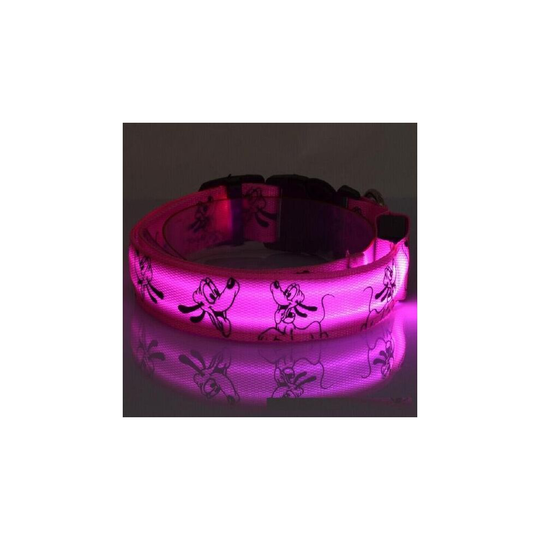 (PURPLE M) Pet Collar Night Glowing LED Dog Collar