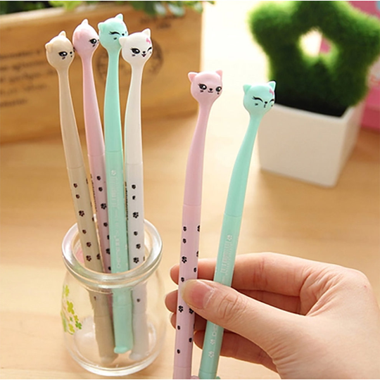 Kitten Cats Novelty Ballpoint Gel Pens Cute School Supply Party Gift Bag Fillers Pink