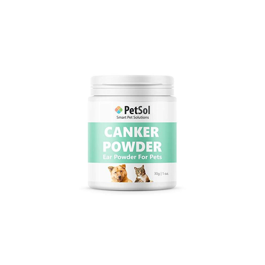 PetSol Ear Canker Powder (30g) Ear Mite Powder For Dogs, Cats, Horses, Rabbits, Small Animals & Pets - Rapid Relief For Itching Caused By Ear Mites