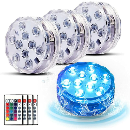 Tinor - Submersible led Lights, 4 Packs Waterproof Underwater Lights with Remote Control, Bath Lights with 16 Colors, Pond Lights, efx Led Light,