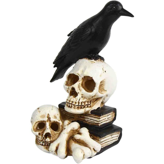 Crows on Skeleton Halloween Decorations with led Lights, Crows Perched on Skeleton Statues, Glowing Statues for Halloween Party Tabletop Home Decor